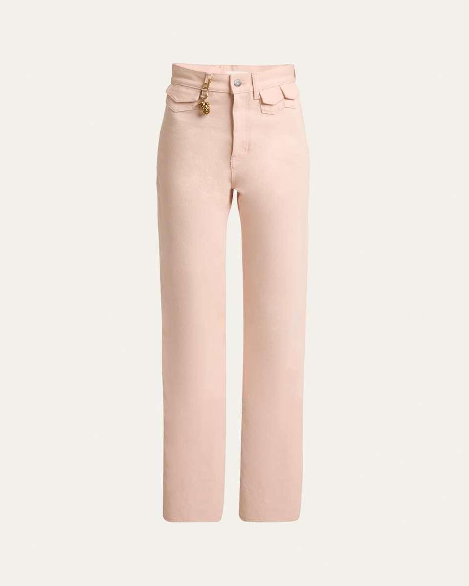 High Rise Flared Jeans, Pink